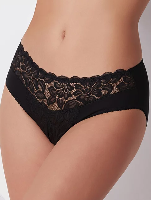 Chiloti clasici bumbac cu talia medie si dantela Cotonella ADC88