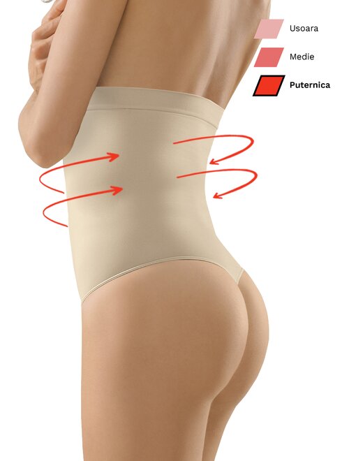 Chiloti tanga modelatori cu talia inalta sub sani cu balene Control Body 312103