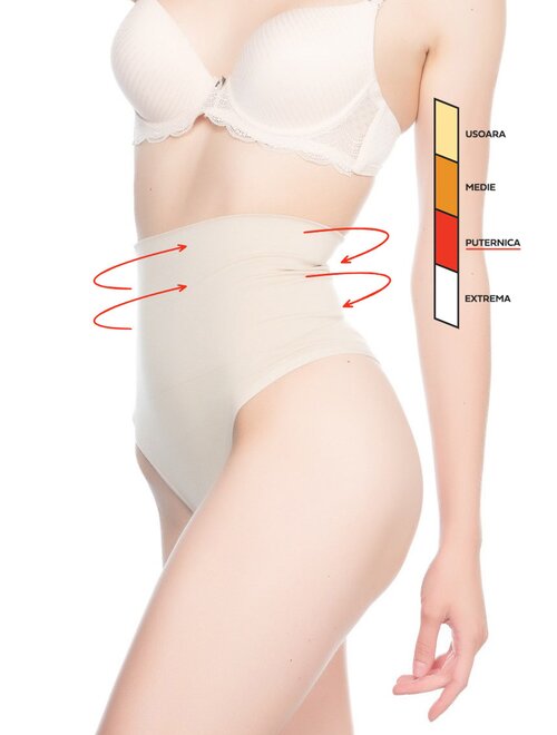 Chiloti tanga modelatori cu talie dublu intarita si silicon Shapewear 2020