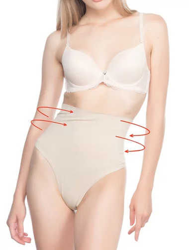 Chiloti tanga modelatori cu talie dublu intarita si silicon Shapewear 2020