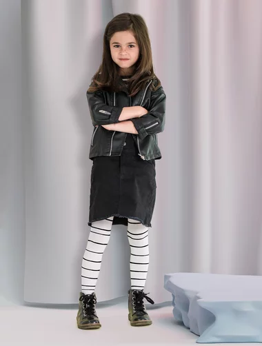 Dresuri copii albi in dungi Knittex Wednesday 40 den