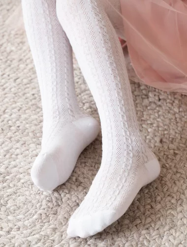 Ciorapi bumbac albi cu model impletit Steven S071-368