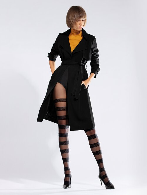 Ciorapi cu model 3d cu dungi orizontale knittex horizontal 30 den
