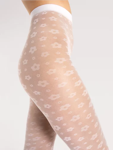 Ciorapi imitatie plasa marunta cu model floral Fiore Footloose 30 den