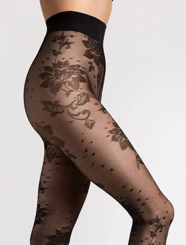 Ciorapi imitatie plasa marunta cu model floral Fiore Sharon 30 den