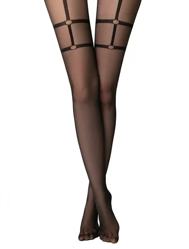 Ciorapi cu model imitatie portjartier Conte Elegant Instinct 20 den