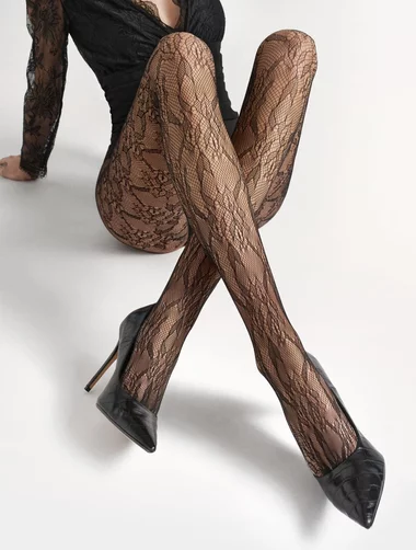 Ciorapi mesh cu model floral Marilyn Charly Z11