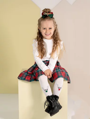 Dresuri copii microfibra albi cu model Knittex Very Merry 40 den