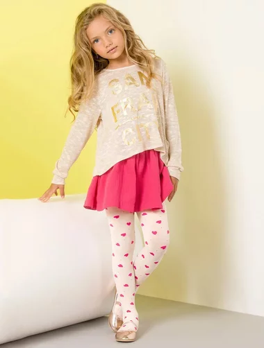 Dresuri copii microfibra cu inimioare roz Gabriella 765 Zuza 40 den