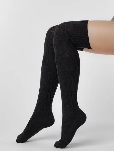 Jambiere lana negre peste genunchi Steven S089-015