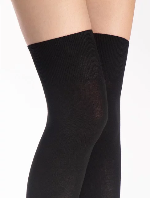 Sosete jambiere bumbac negre peste genunchi Marilyn Zazu 899 100 den