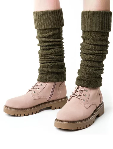 Jambiere raiate lana si acril masliniu fara varf Steven S095-011