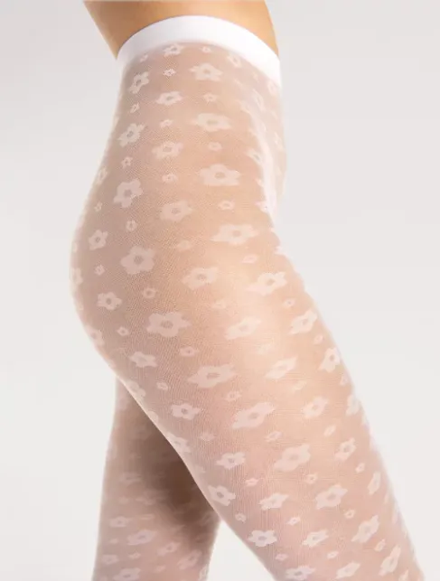 Ciorapi imitatie plasa marunta cu model floral Fiore Footloose 30 den