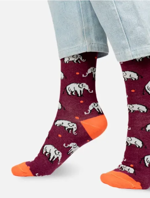 Sosete bumbac organic cu elefanti Kabak Elephants