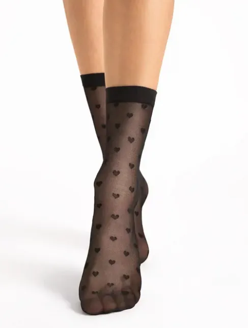 Sosete lycra negre cu inimioare Fiore Elia 20 den