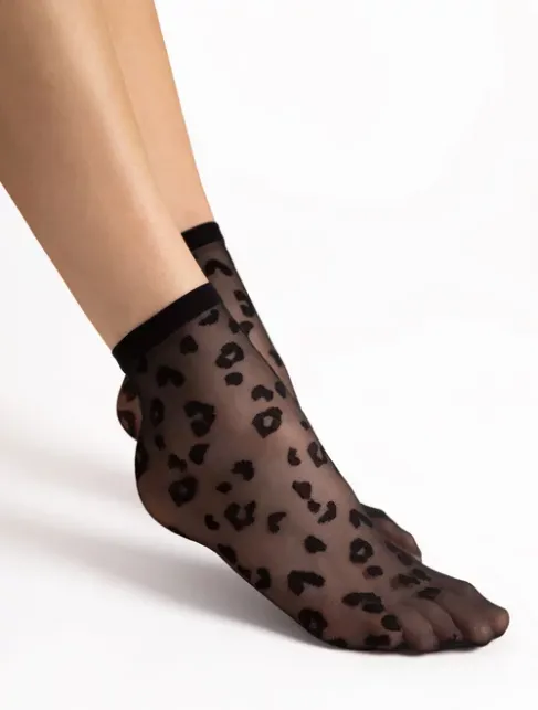 Sosete lycra negre cu animal print Fiore Doria 8 den