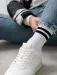 Sosete bumbac albe cu dungi negre Steven S057-337