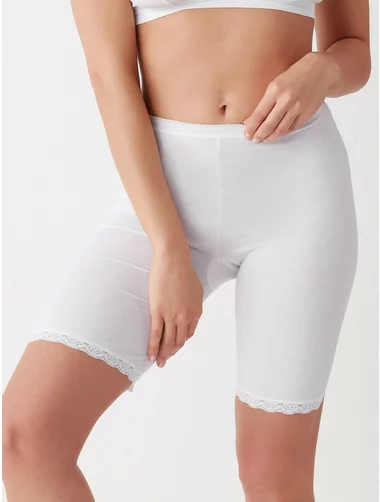 Set 2 perechi boxeri lungi pe picior bumbac cu talia inalta Cotonella 3163 0002