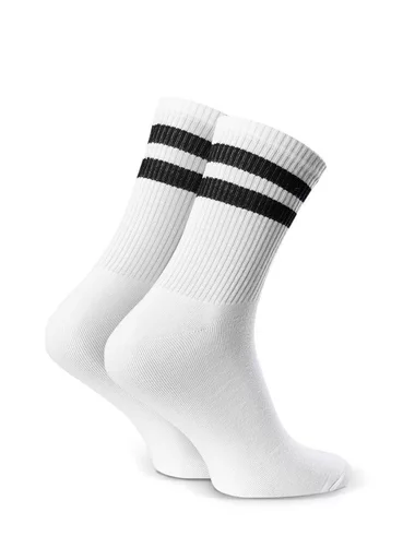 Sosete bumbac albe cu dungi negre Steven S057-337