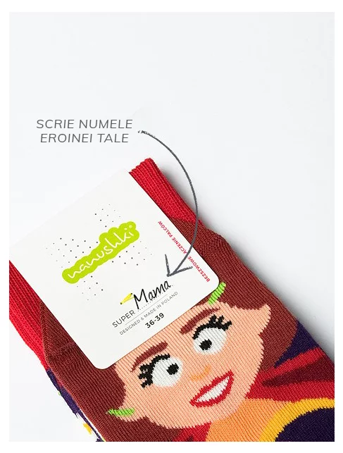 Sosete colorate cu eroina Nanushki Super Woman