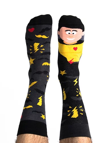 Sosete colorate cu super erou Nanushki Super Man 40-43 Negru / Galben