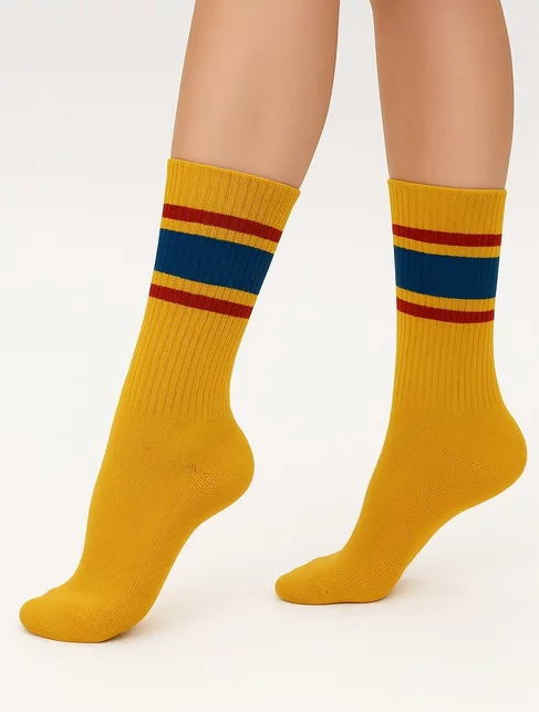 Sosete sport galbene cu dungi Kabak Yellow Sport