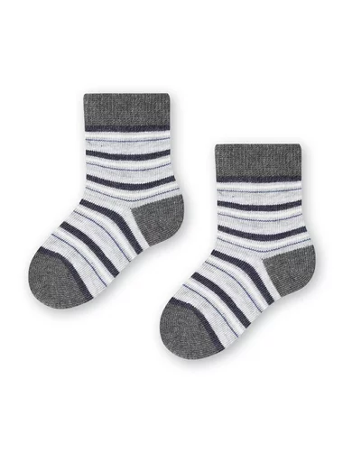 Sosete bebelusi gri inchis cu dungi colorate Steven S138-286