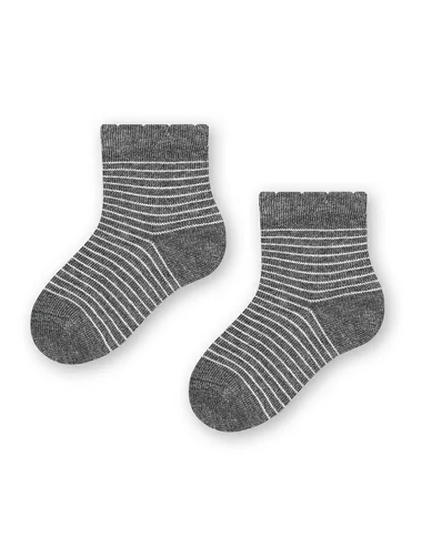 Sosete bebelusi gri melanj cu dungi metalizate Steven S138-261