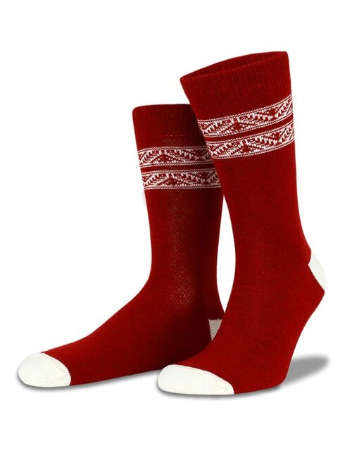 Sosete lana si vascoza bordo cu model alb Socks Concept SC-1609