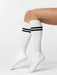 Sosete lungi sub genunchi albe cu dungi  Steven S072-002