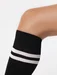 Sosete lungi sub genunchi negre cu dungi Steven S072-003