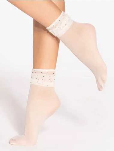 Sosete lycra albe cu picatele negre Gatta Spring Vibes WZ05 15 den