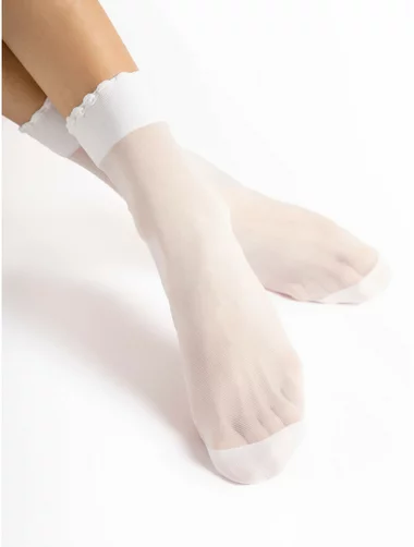 Sosete lycra albe cu talpa intarita si efect de masaj Fiore Pico Massage 20 den
