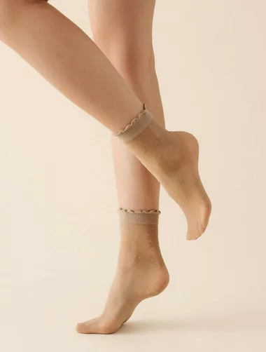 Sosete lycra bej cu inimioare Gabriella 710 Lovie 20 den