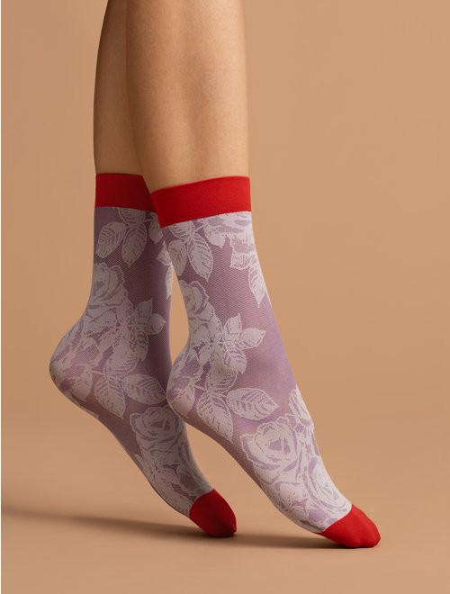 Sosete lycra cu trandafiri fiore red rose