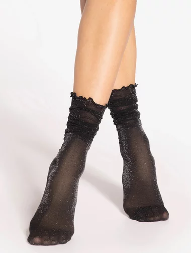 Sosete lycra negre cu fir metalizat si banda ajurata Gatta Spring Vibes WZ08 15 den