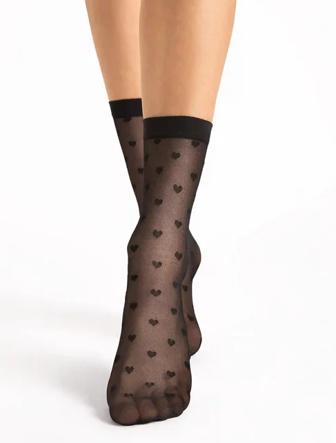 Sosete lycra negre cu inimioare Fiore Elia 20 den