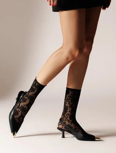 Sosete lycra negre cu model dantelat Laura Baldini Refined 20 den