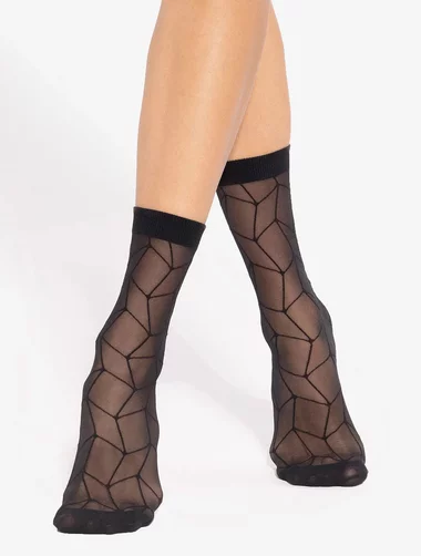 Sosete lycra negre cu model geometric Gatta Trendy WZ17 20 den