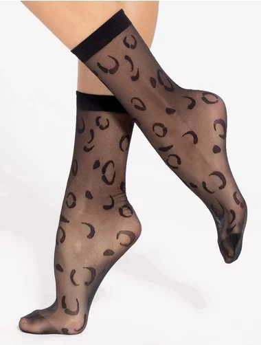 Sosete lycra negre cu model leopard Gatta Trendy WZ15 20 den