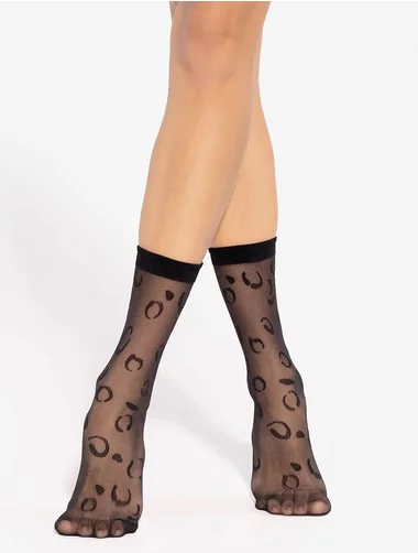 Sosete lycra negre cu model leopard Gatta Trendy WZ15 20 den