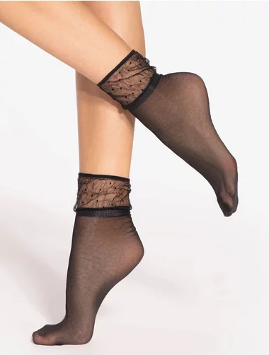 Sosete lycra negre cu picatele negre Gatta Spring Vibes WZ07 15 den