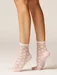 Sosete lycra rose cu flori albe Laura Baldini Petals 20 den