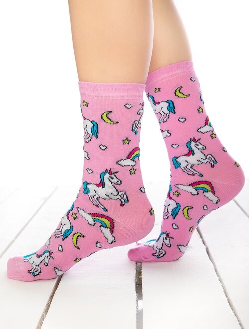 Sosete roz cu unicorni Socks Concept BRG444