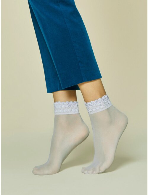 Sosete scurte azur cu dantela Fiore Soft Pop 20 den