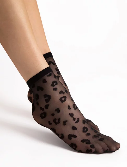 Sosete lycra negre cu animal print Fiore Doria 8 den