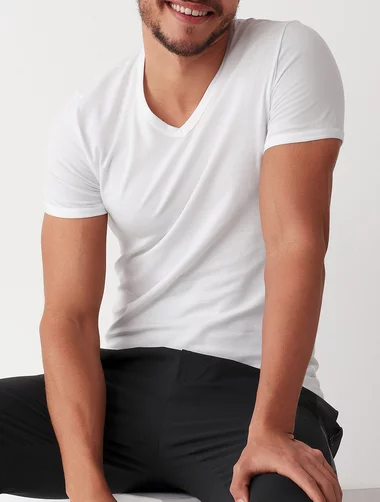 Tricou bumbac barbati cu decolteu in V Cotonella GU033 0001