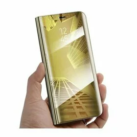 Husa Flip Mirror pentru Galaxy J7 (2018) Gold