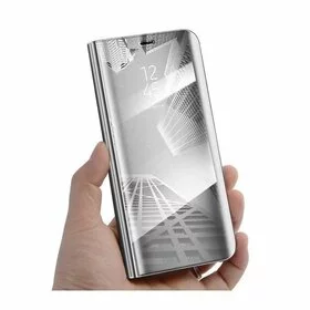 Husa Flip Mirror pentru Huawei P Smart (2021) Silver