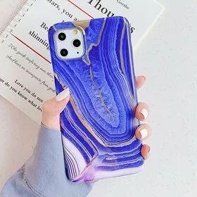 Husa marmura cu aplicatii geometrice pentru Huawei Mate 20 Lite Purple